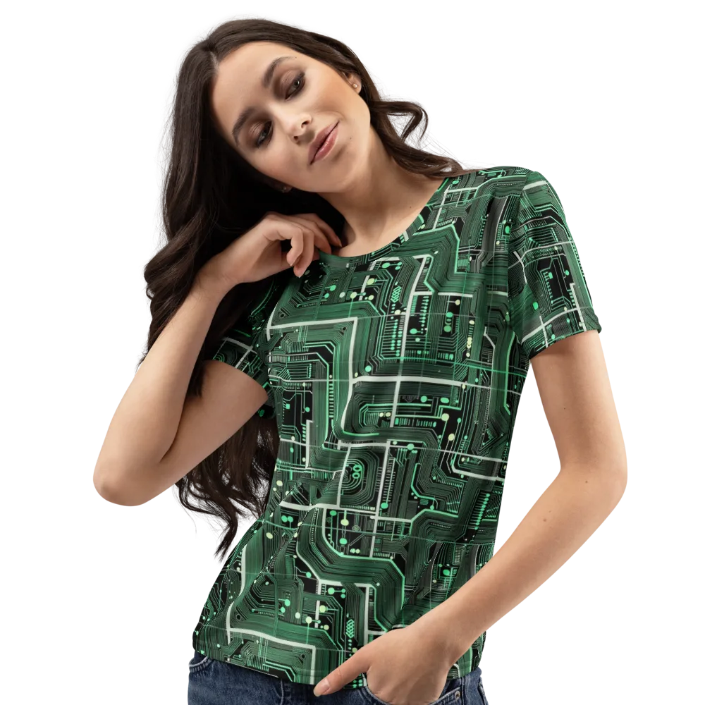 Emerald Motherboard on Women's Crew Neck T-Shirt — Left Front
