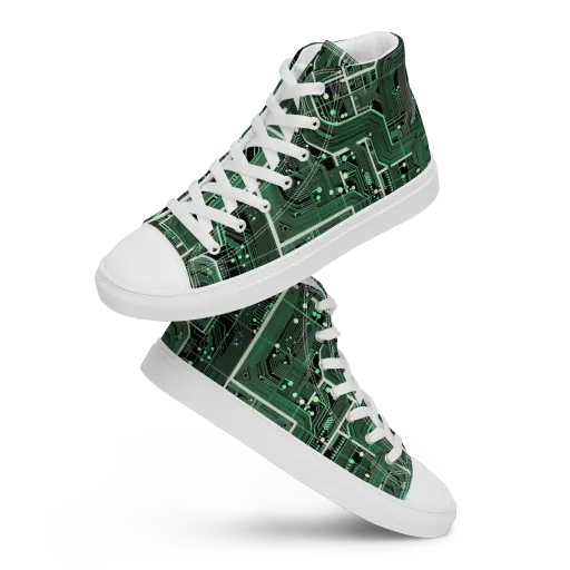 Emerald Motherboard on a Women's High Top Canvas Shoes