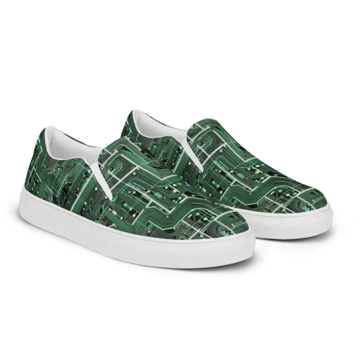 Emerald Motherboard on a Men's Slip-On Canvas Shoes
