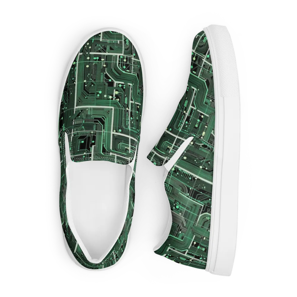 Emerald Motherboard on Men's Slip-On Canvas Shoes — Front