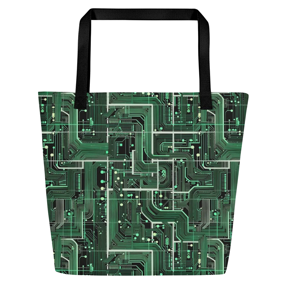 Emerald Motherboard on Large Tote Bag W/ Pocket — Front
