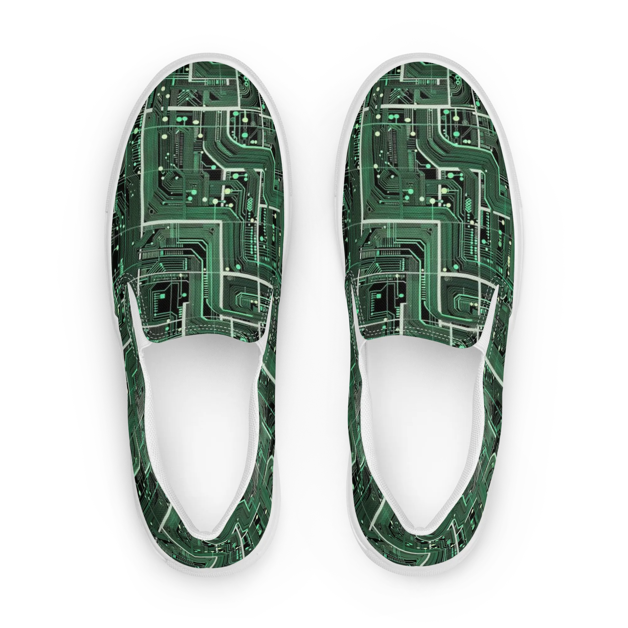 Emerald Motherboard on Women's Slip-On Canvas Shoes — Front