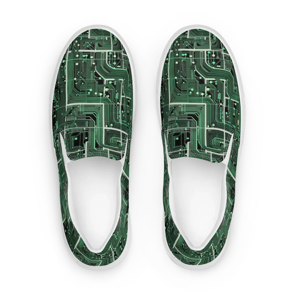 Emerald Motherboard on Women's Slip-On Canvas Shoes — Front
