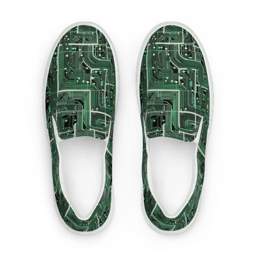 Emerald Motherboard on a Women's Slip-On Canvas Shoes