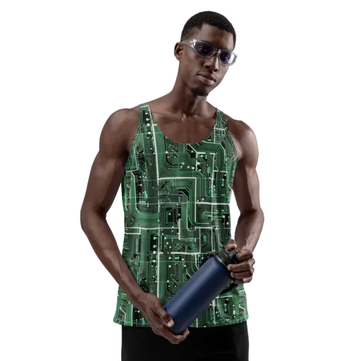 Emerald Motherboard on a Men's Tank Top