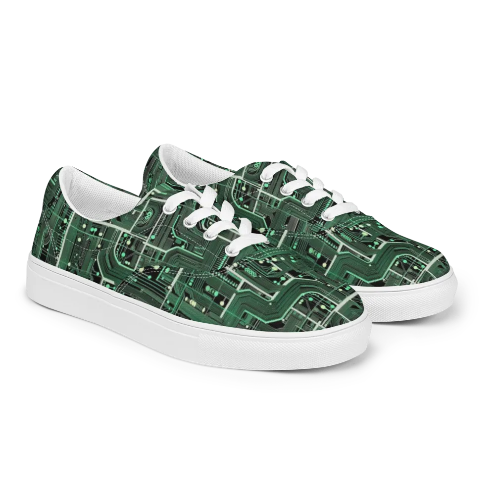Emerald Motherboard on Men's Lace-Up Canvas Shoes — Right Front