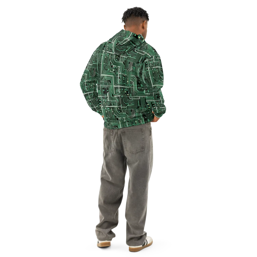Emerald Motherboard on Cotton Hoodie — Back
