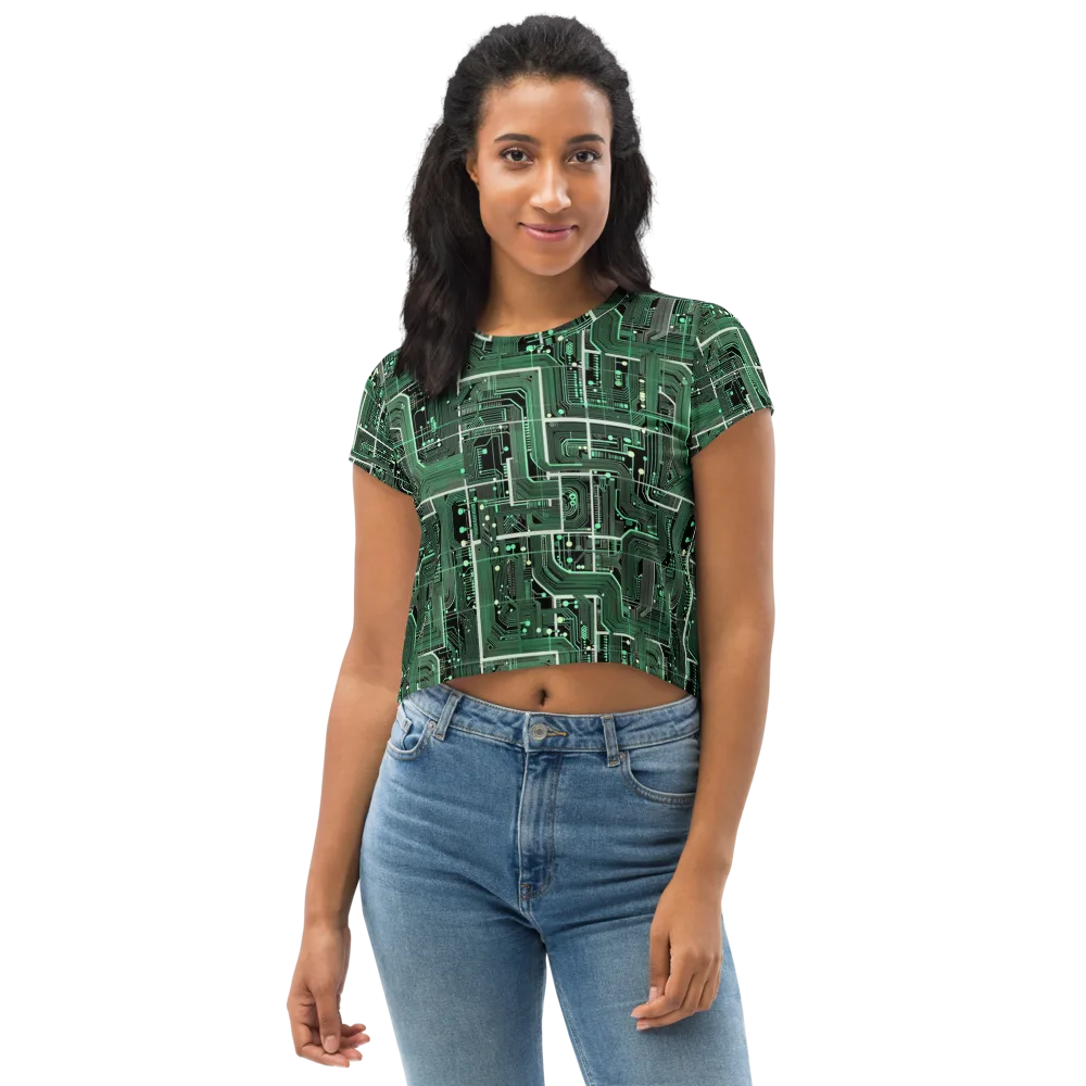 Emerald Motherboard on Crop Tee — Front