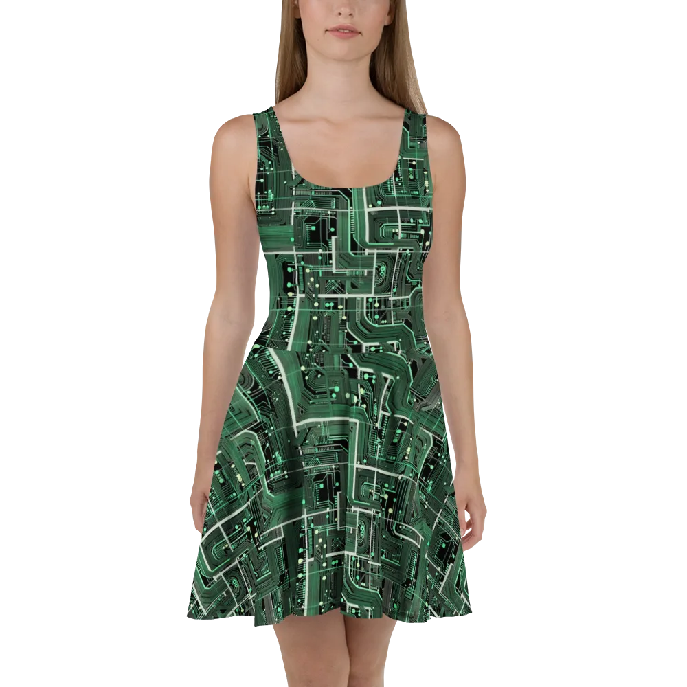 Emerald Motherboard on Skater Dress — Front