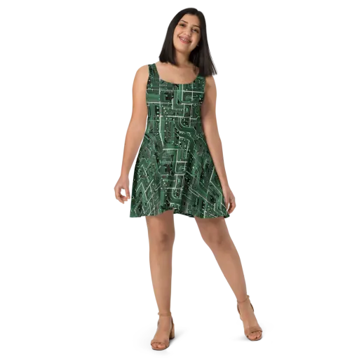 Emerald Motherboard on a Skater Dress