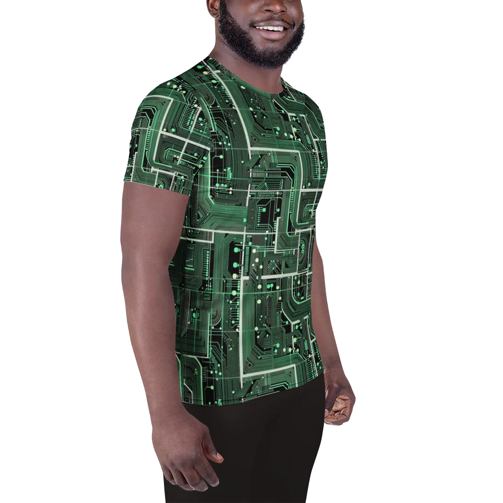 Emerald Motherboard on Men's Athletic T-Shirt — Right