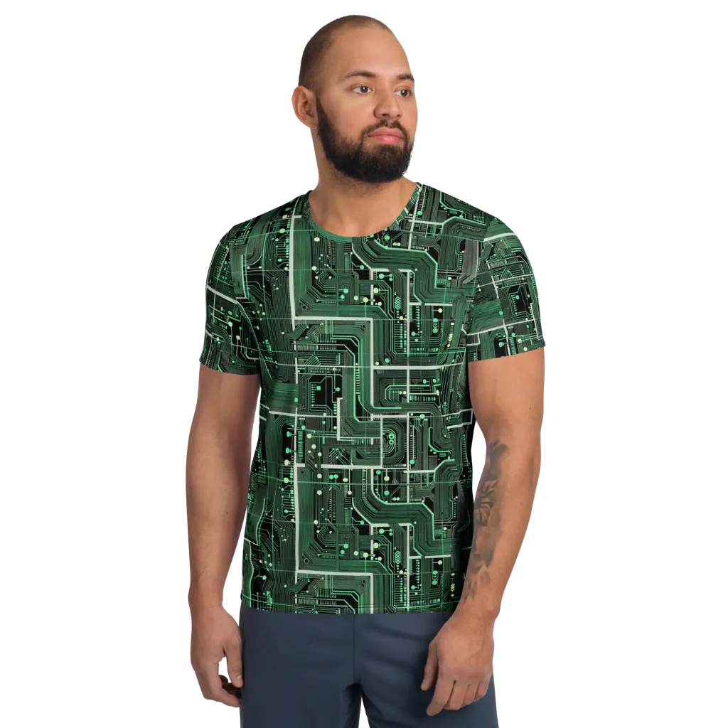 Emerald Motherboard on Men's Athletic T-Shirt — Front