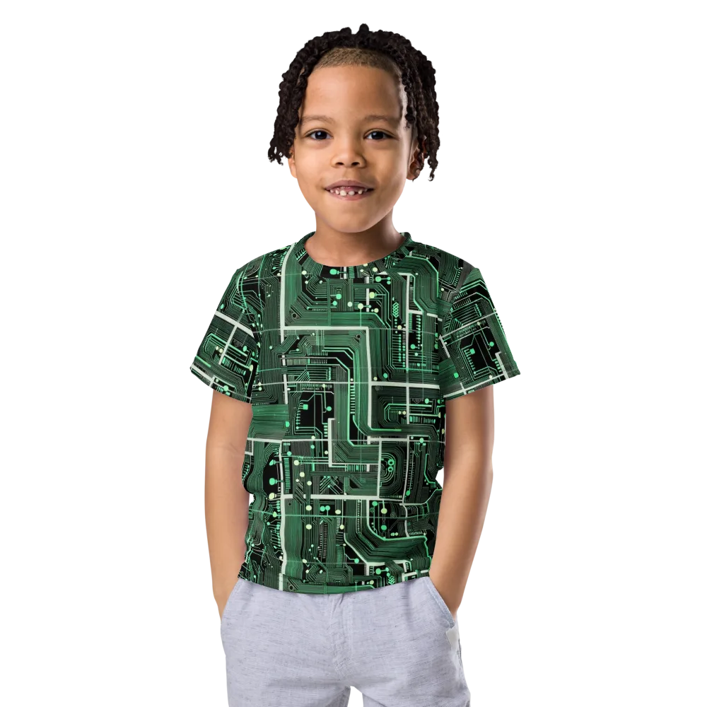 Emerald Motherboard on Kids Crew Neck T-Shirt — Front