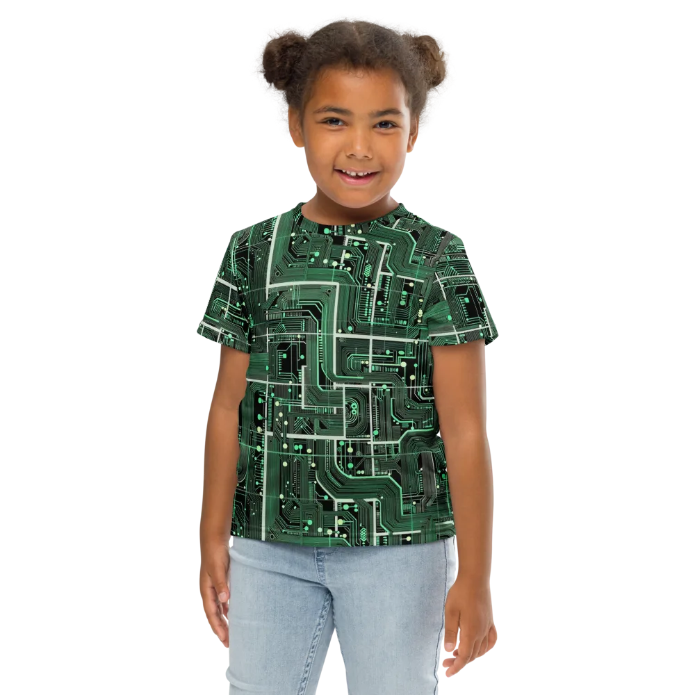 Emerald Motherboard on Kids Crew Neck T-Shirt — Front