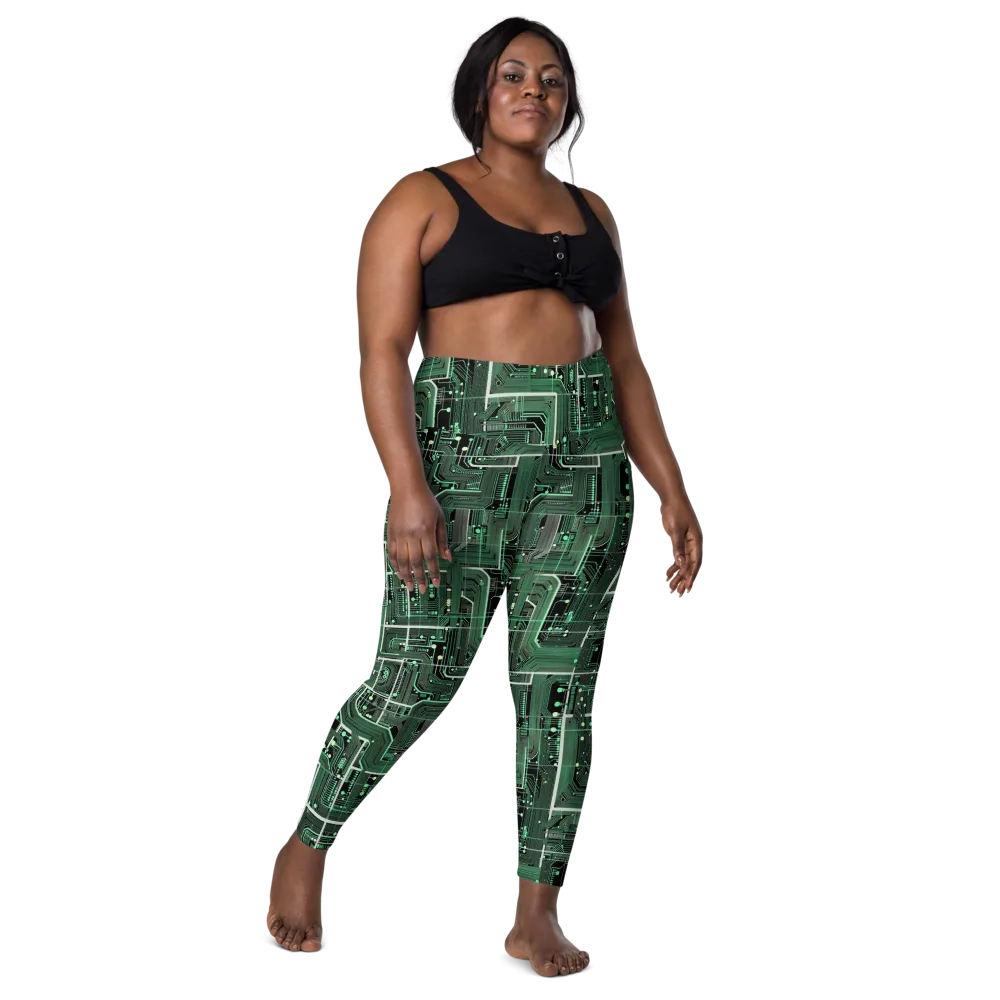 Emerald Motherboard on Leggings with Pockets — Front