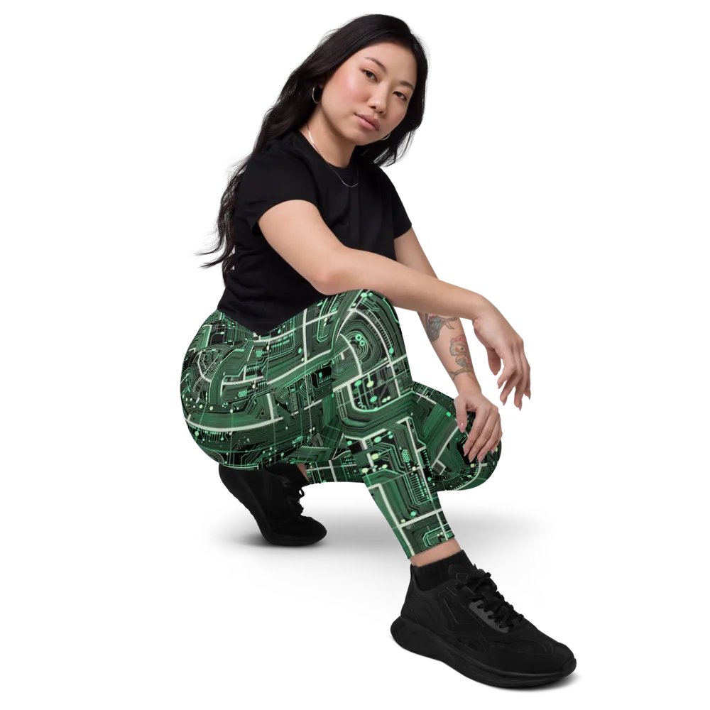 Emerald Motherboard on Leggings with Pockets — Right Front