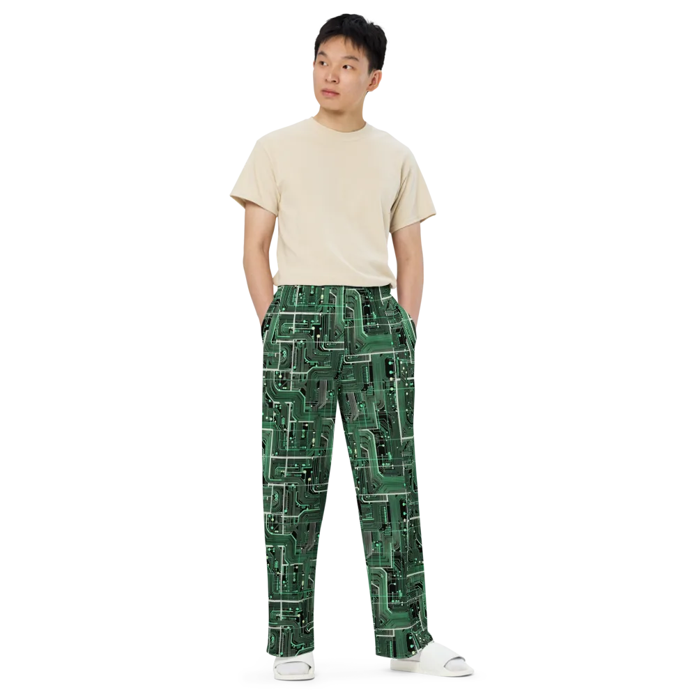 Emerald Motherboard on Wide-Leg Pants — Front