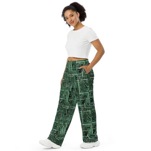 Emerald Motherboard on a Wide-Leg Pants