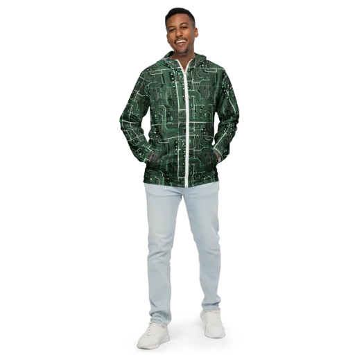 Emerald Motherboard on a Men's Windbreaker