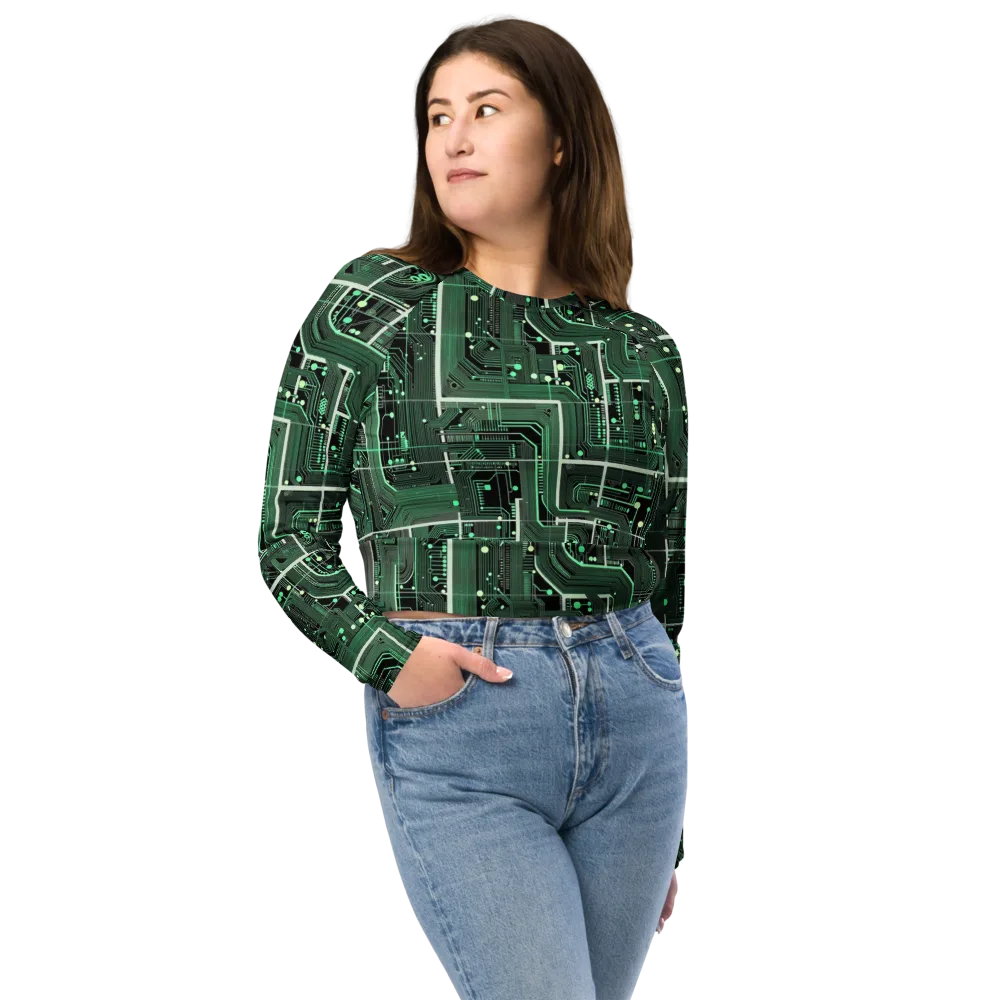 Emerald Motherboard on Long Sleeve Crop Top — Front