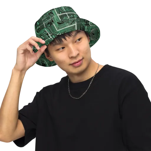 Emerald Motherboard on a Reversible Bucket Hat