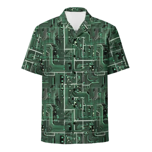 Emerald Motherboard on a Button Shirt