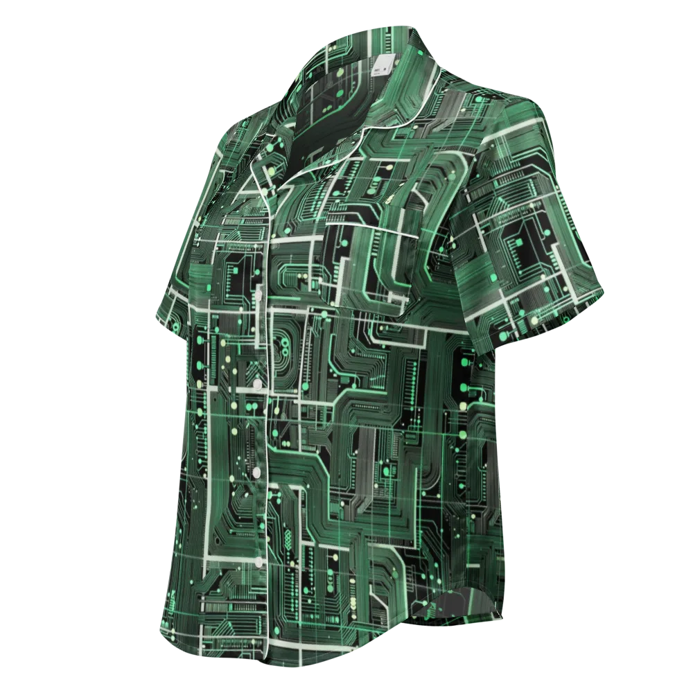 Emerald Motherboard on Women's Short Sleeve Pajama Top — Left Front