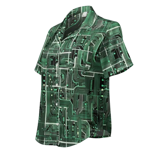 Emerald Motherboard on a Women's Short Sleeve Pajama Top