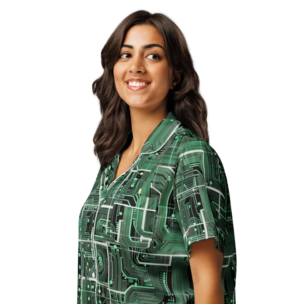 Emerald Motherboard on Women's Short Sleeve Pajama Top — Left Front