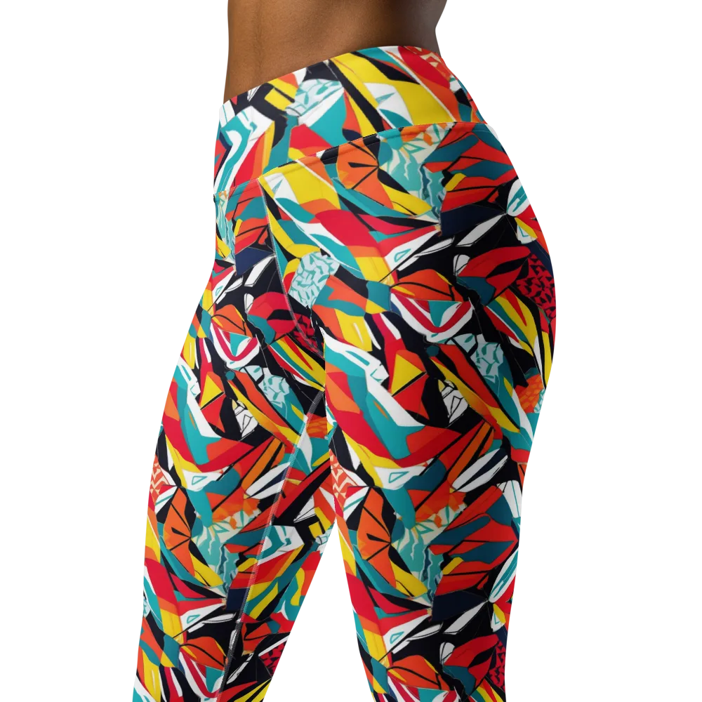 Spectrum Fracture on Yoga Leggings — Left Front