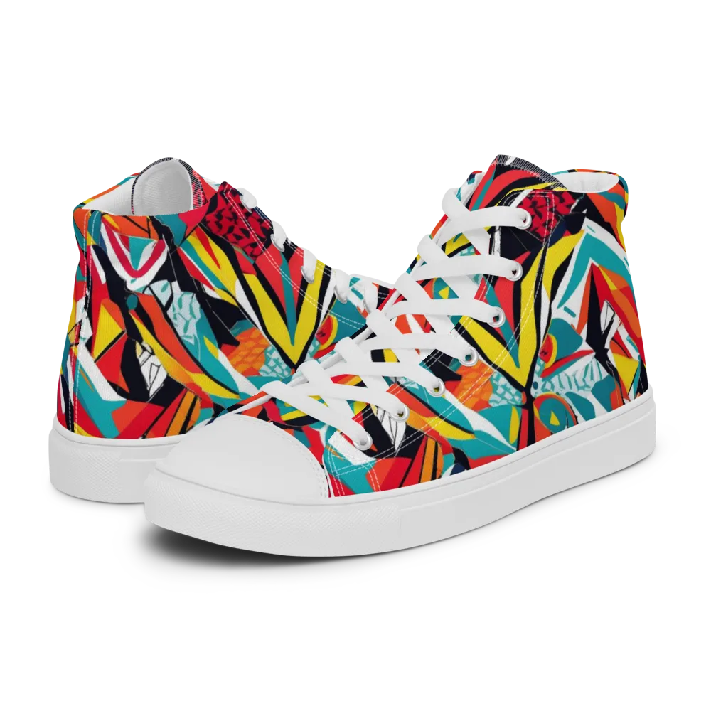 Spectrum Fracture on Men's High Top Canvas Shoes — Left