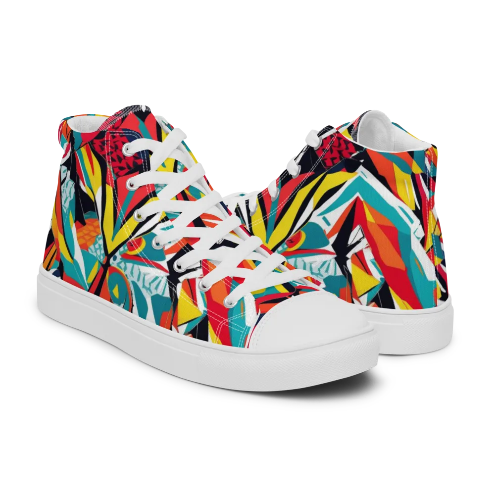Spectrum Fracture on Men's High Top Canvas Shoes — Right