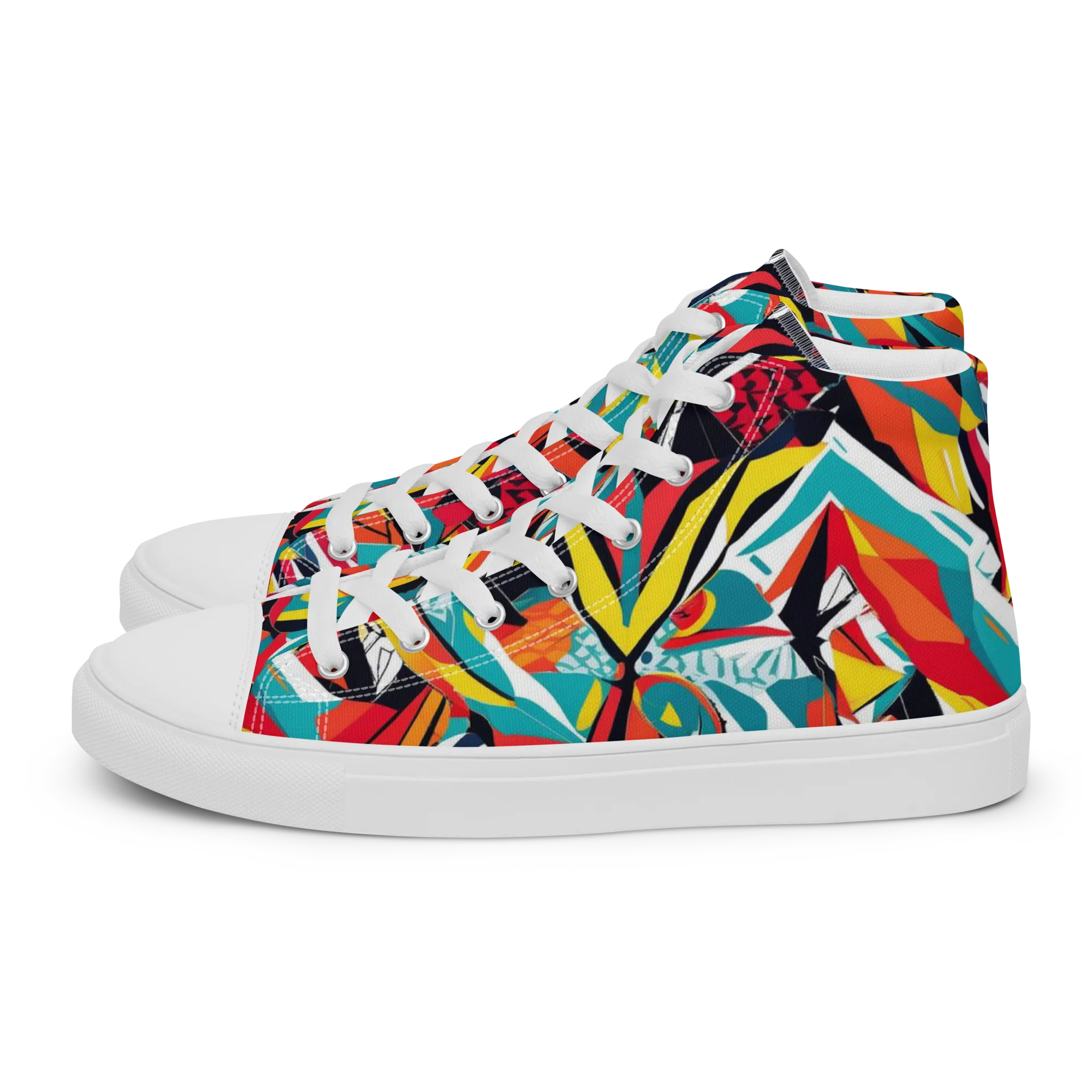 Spectrum Fracture on Women's High Top Canvas Shoes — Left