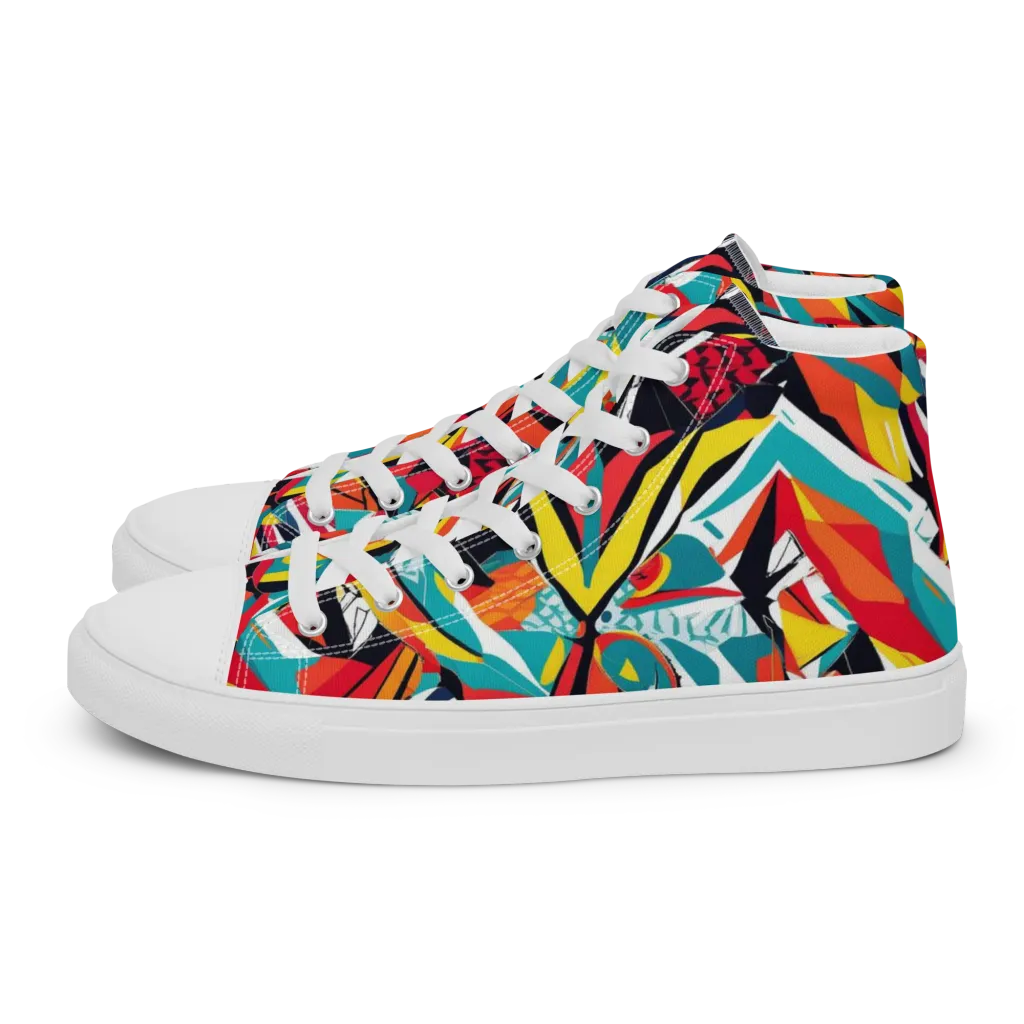 Spectrum Fracture on Women's High Top Canvas Shoes — Left