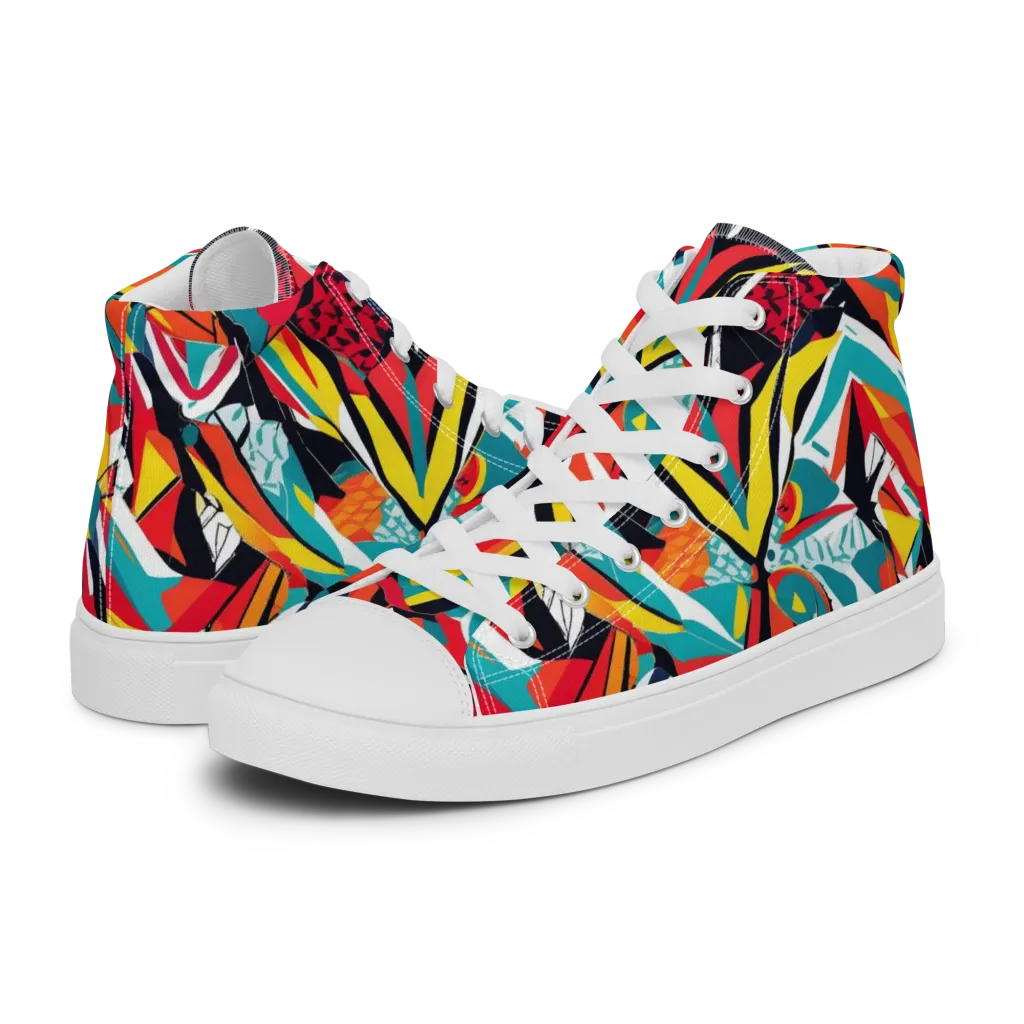 Spectrum Fracture on Women's High Top Canvas Shoes — Left