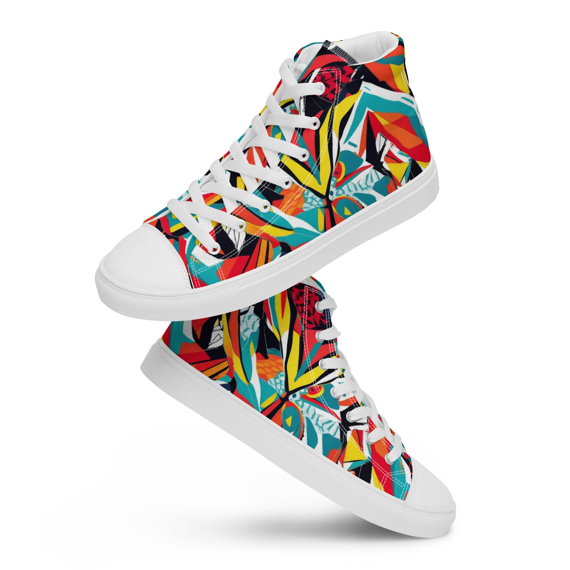 Spectrum Fracture on Women's High Top Canvas Shoes — Front