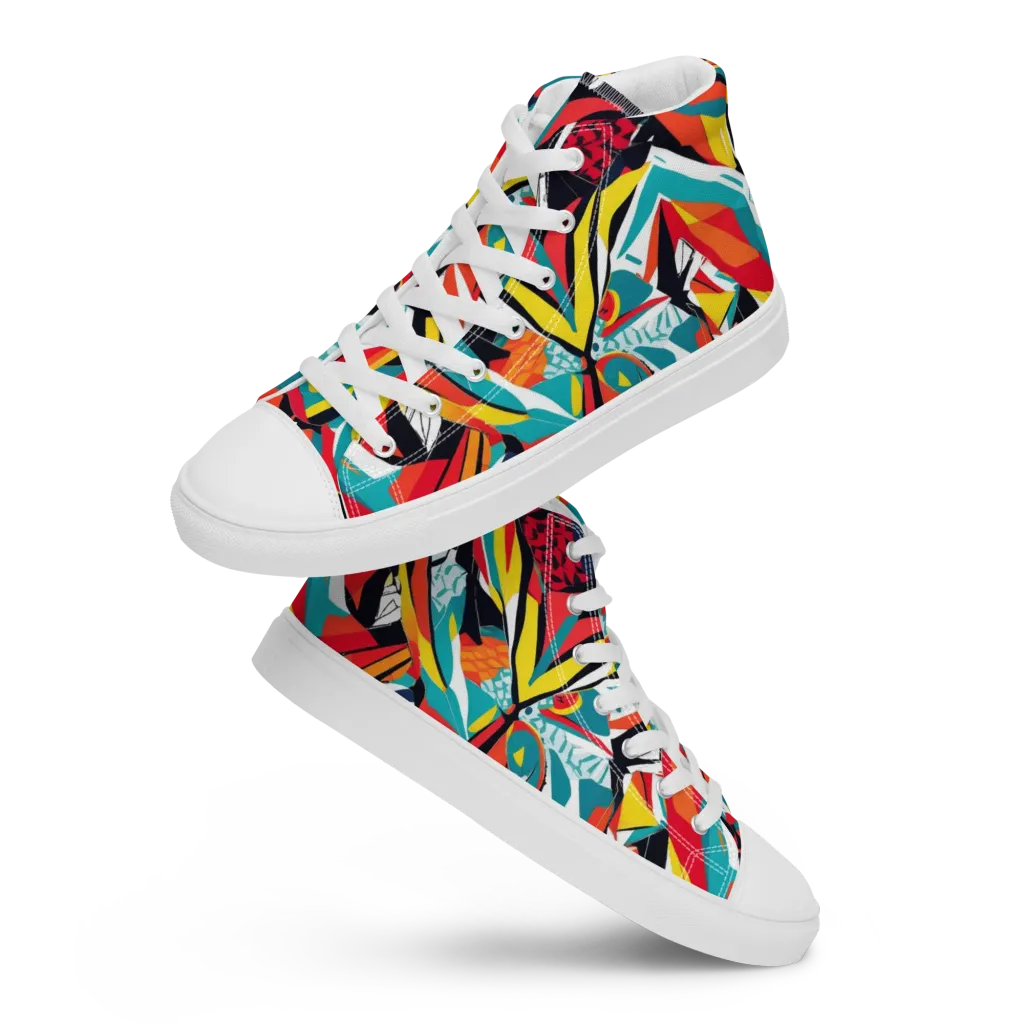 Spectrum Fracture on Women's High Top Canvas Shoes — Front