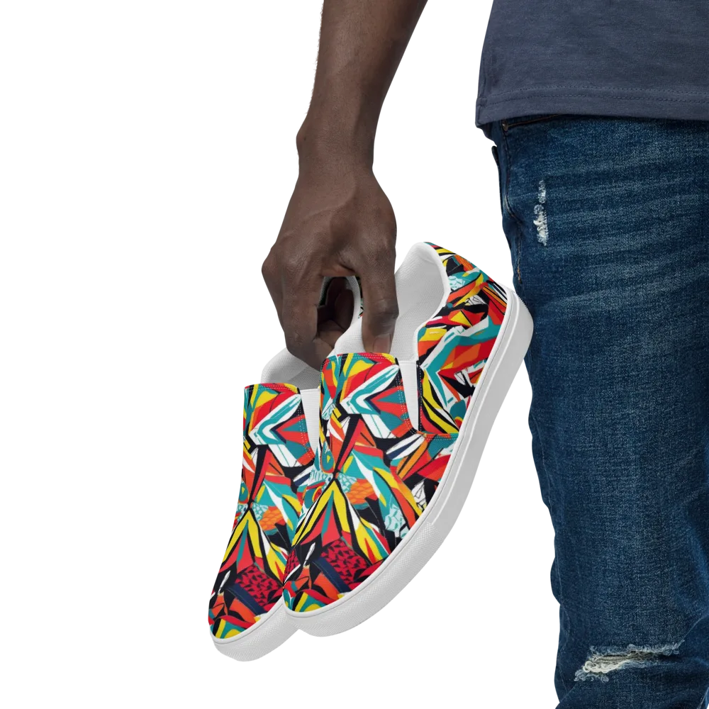 Spectrum Fracture on Men's Slip-On Canvas Shoes — Left Front