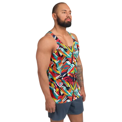 Spectrum Fracture on a Men's Tank Top