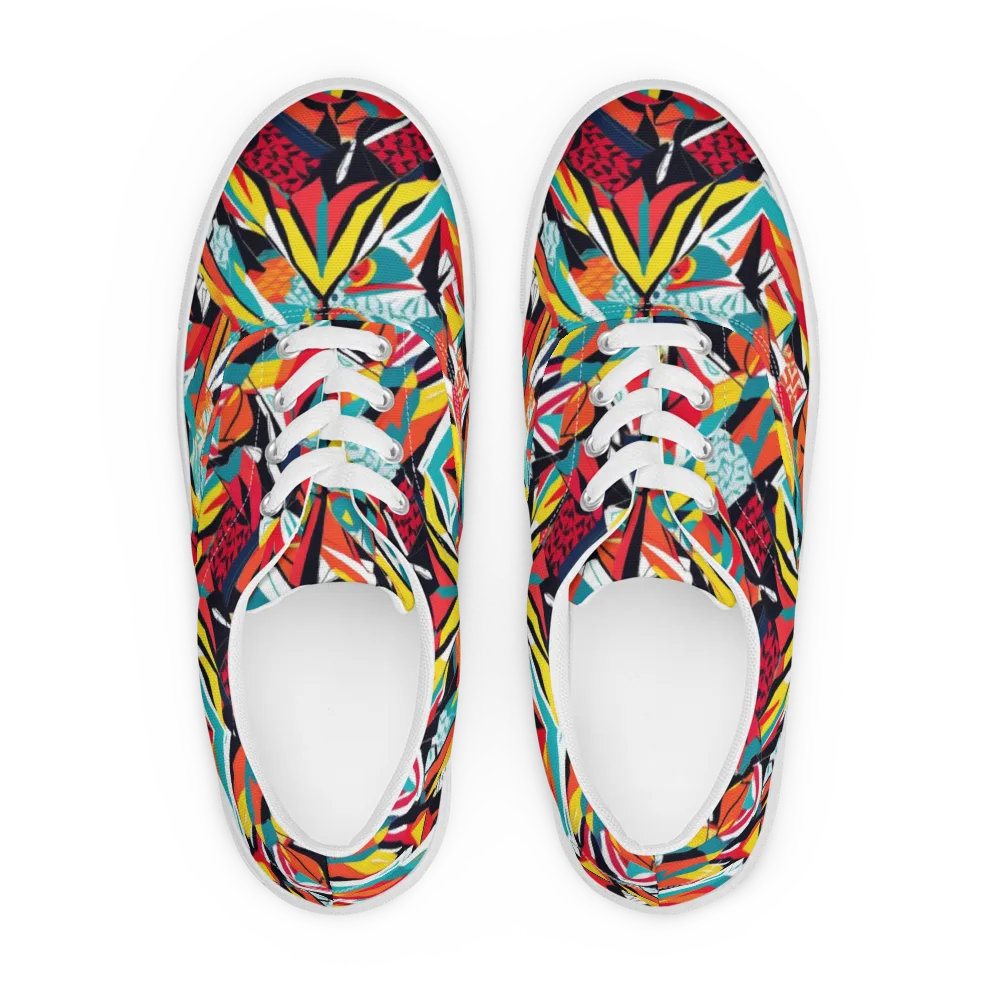 Spectrum Fracture on Men's Lace-Up Canvas Shoes — Front