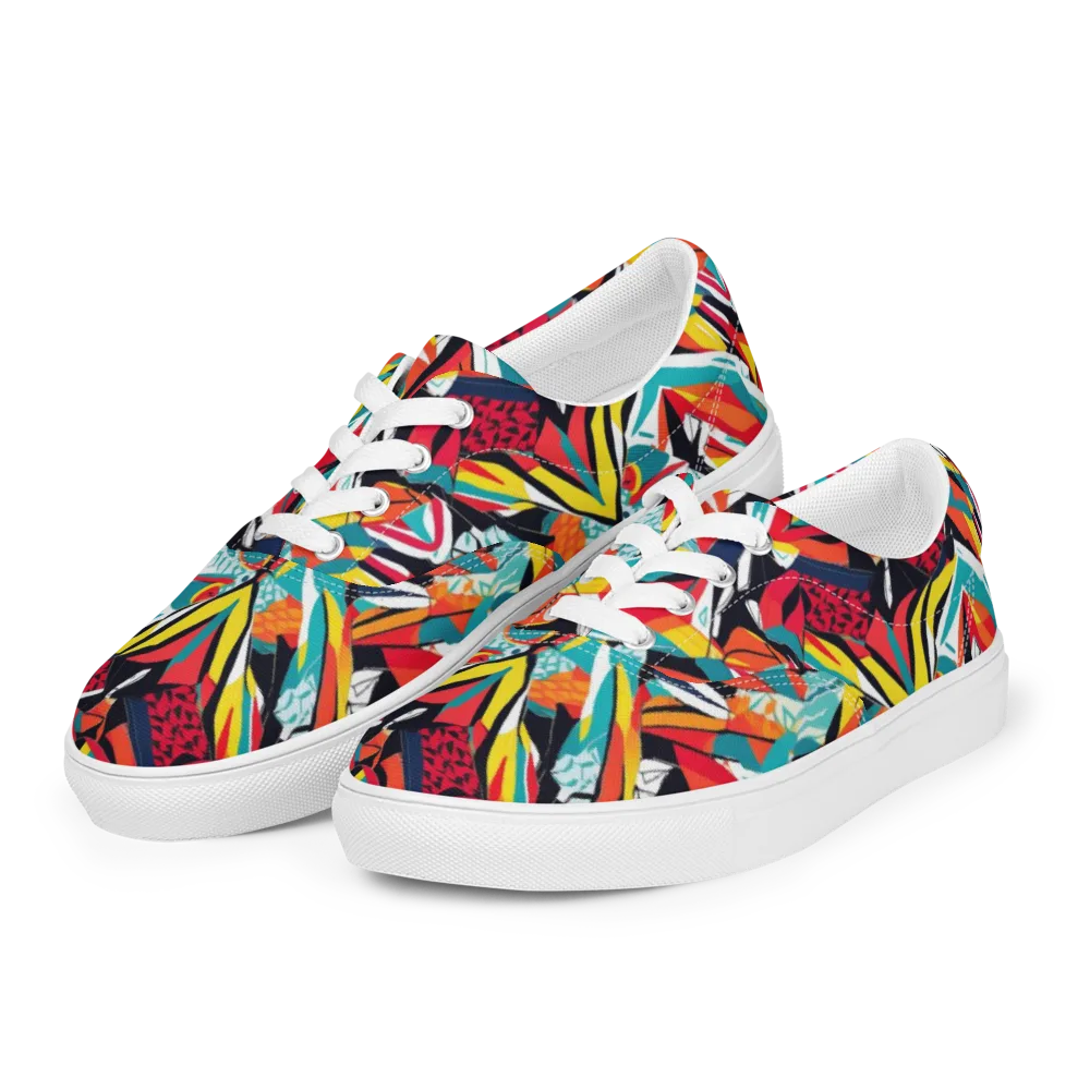 Spectrum Fracture on Men's Lace-Up Canvas Shoes — Left Front