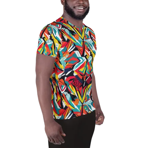 Spectrum Fracture on a Men's Athletic T-Shirt