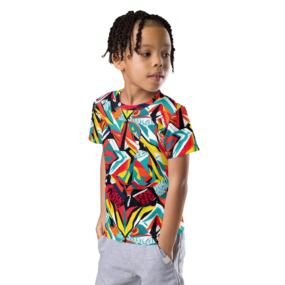 Spectrum Fracture on Kids Crew Neck T-Shirt — Left Front