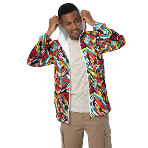 Spectrum Fracture on a Men's Windbreaker