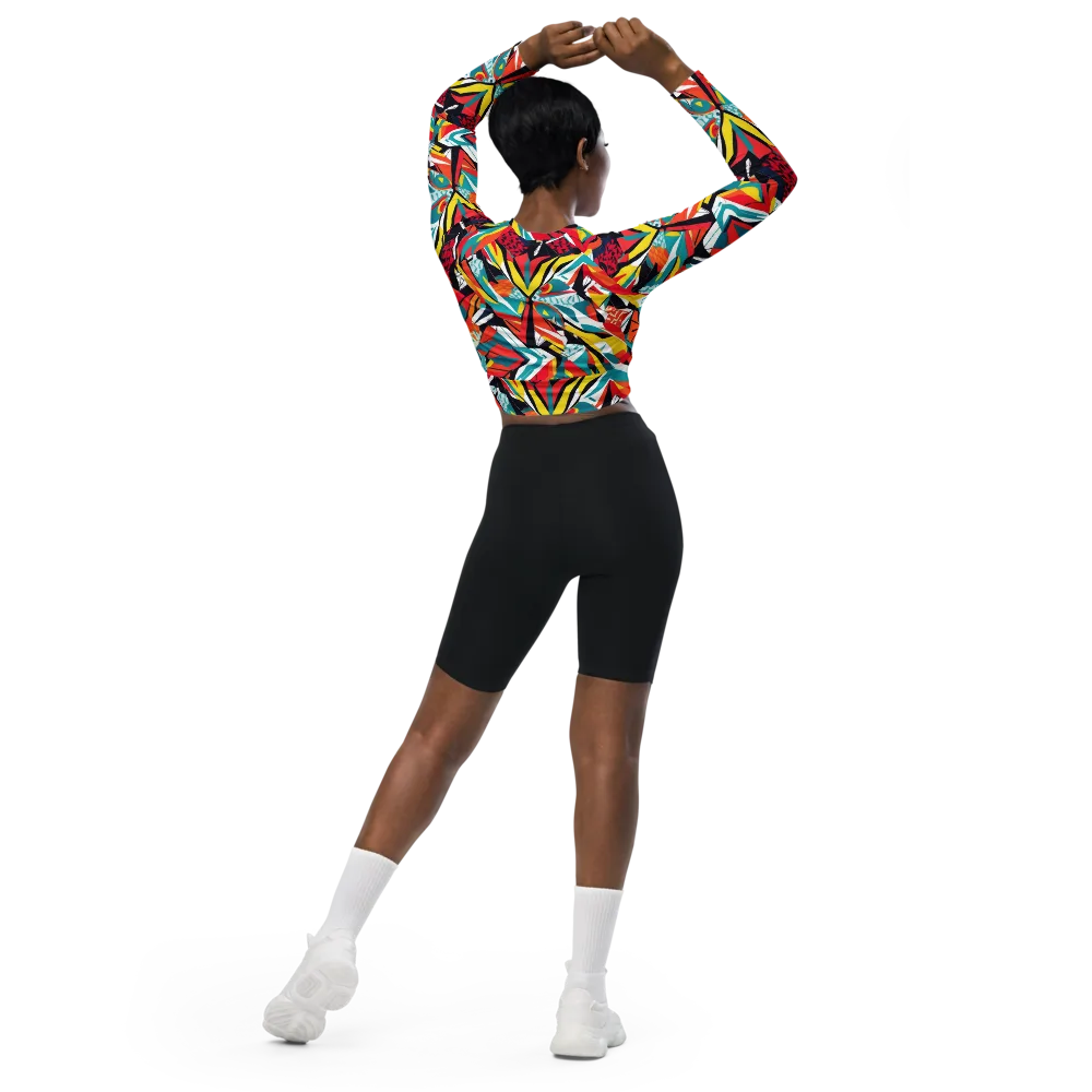 Spectrum Fracture on Long Sleeve Crop Top — Back
