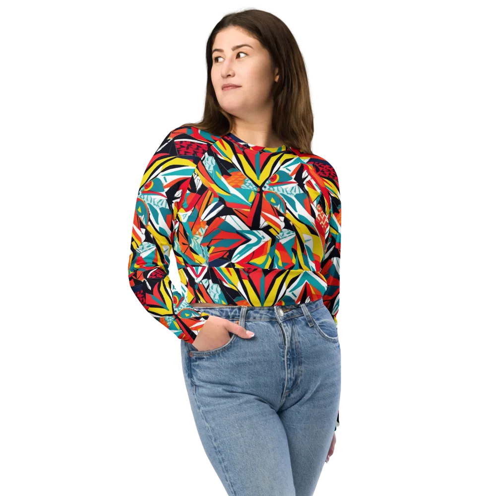 Spectrum Fracture on Long Sleeve Crop Top — Front