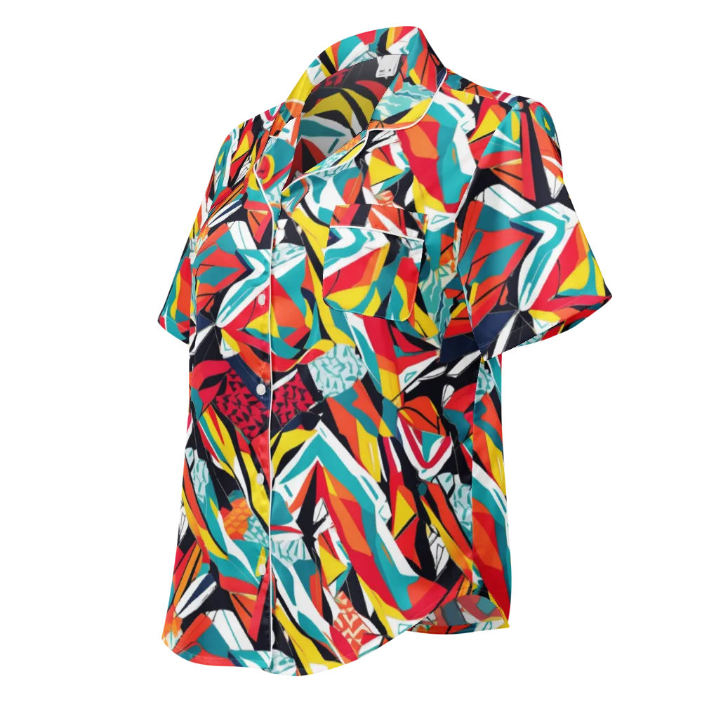 Spectrum Fracture on Women's Short Sleeve Pajama Top — Left Front