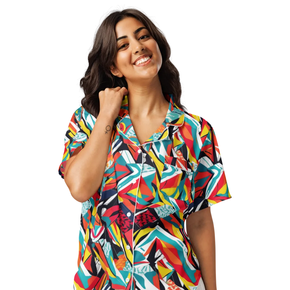 Spectrum Fracture on Women's Short Sleeve Pajama Top — Front