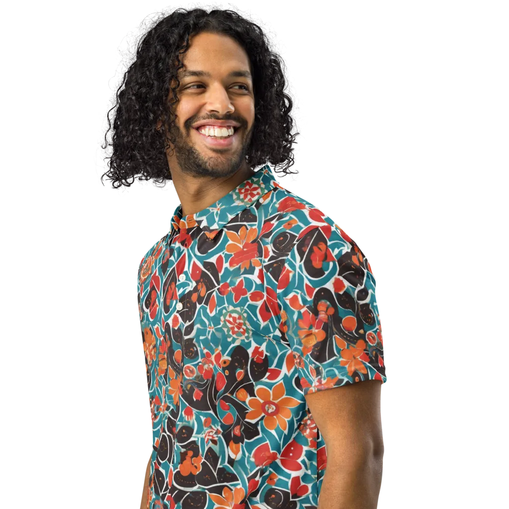 Carmine Canopy on Men's Slim Fit Polo Shirt — Left Front