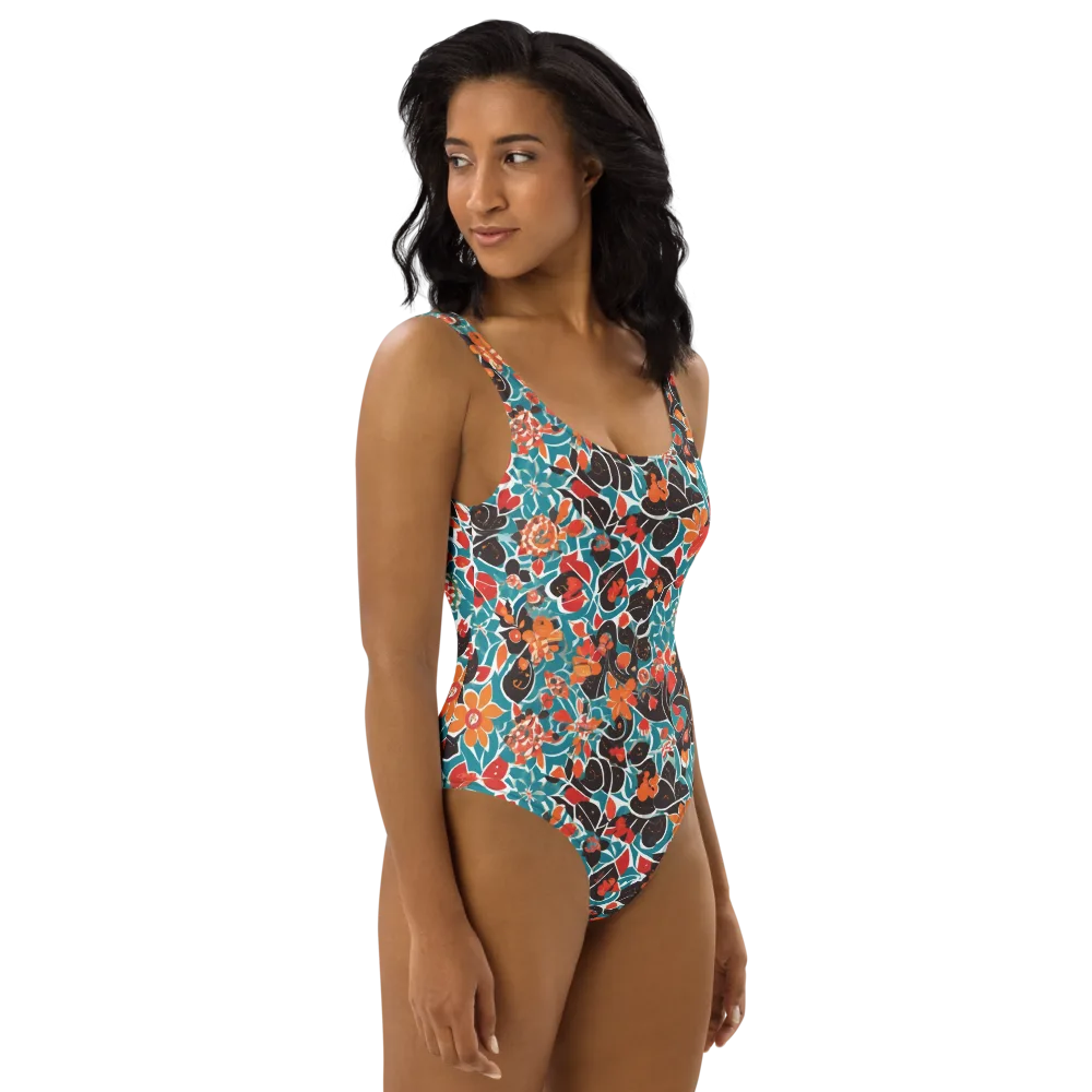 Carmine Canopy on One-Piece Swimsuit — Right